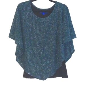 Apt. 9 Green Lurex Poncho with Attached Black Tank Top in Size Medium